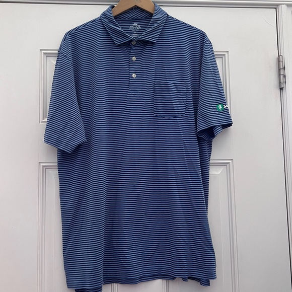 Peter Millar pocket front striped polo with embroidered left sleeve XL - Picture 1 of 8
